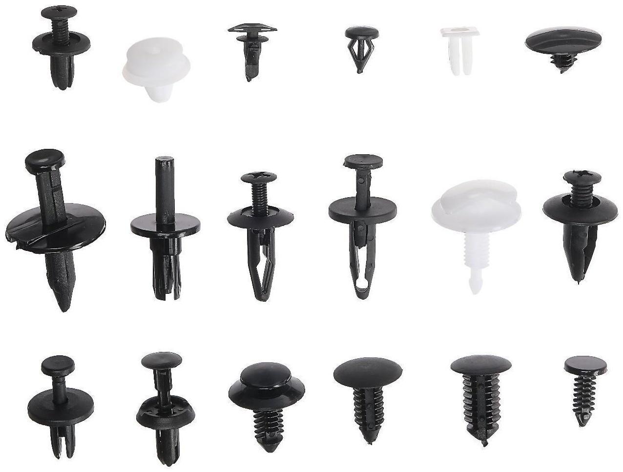 Клипсы и пистоны крепежные, 18 видов, набор 415 шт
