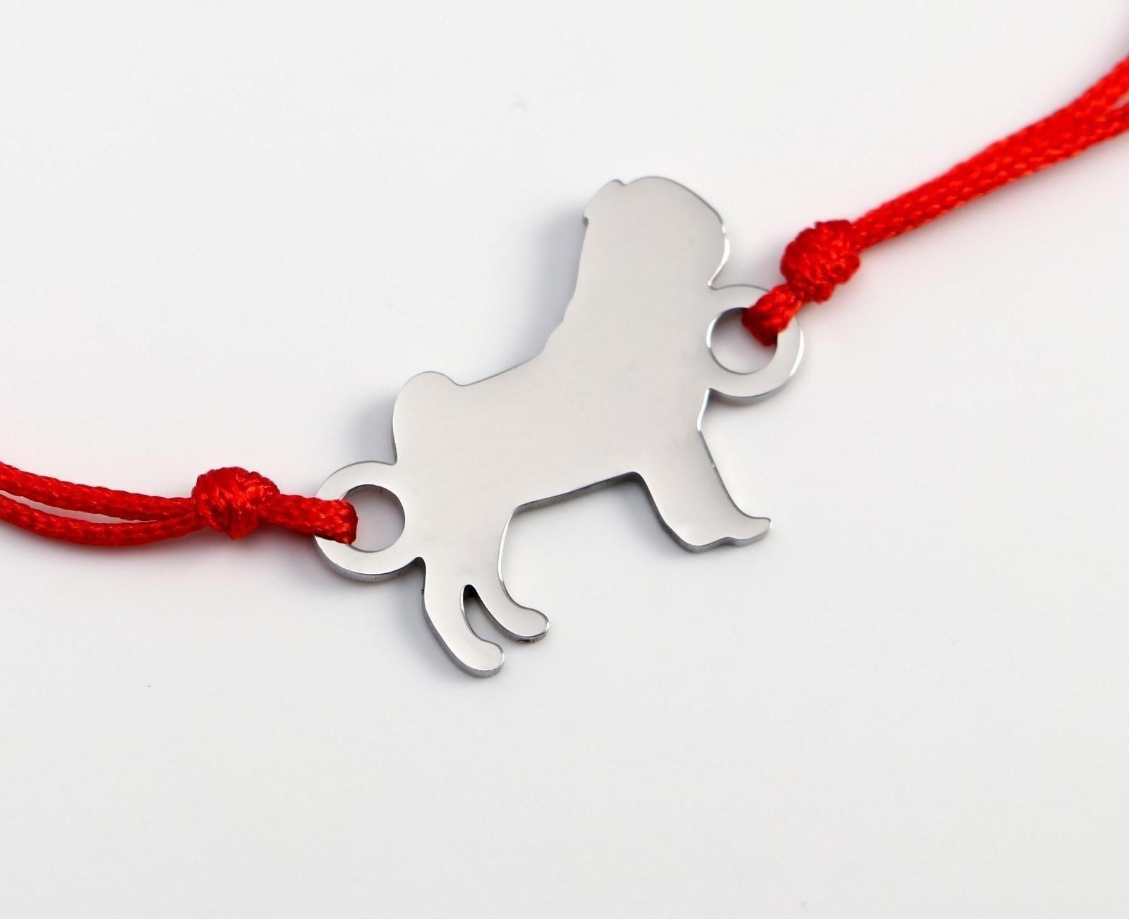 Подвес для собаки и браслет на руку «Мопс»