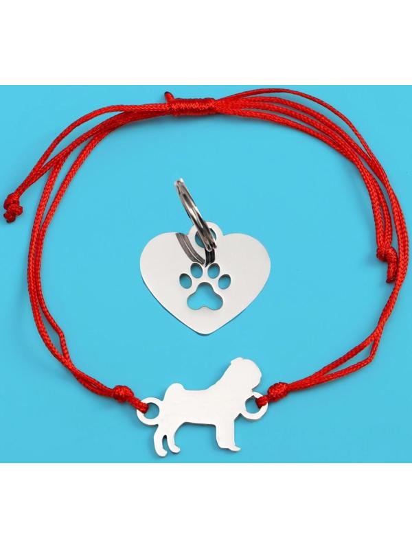 Подвес для собаки и браслет на руку «Мопс»