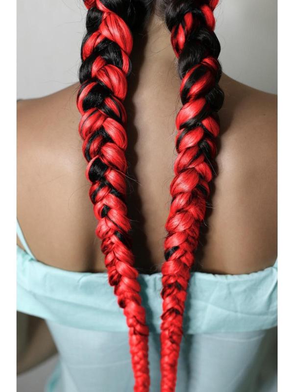 ZUMBA Канекалон однотонный, гофрированный, 60 см, 100 гр, цвет ярко-красный