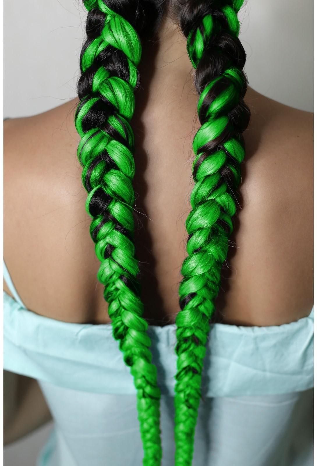 ZUMBA Канекалон однотонный, гофрированный, 60 см, 100 гр, цвет зелёный(#AY26)