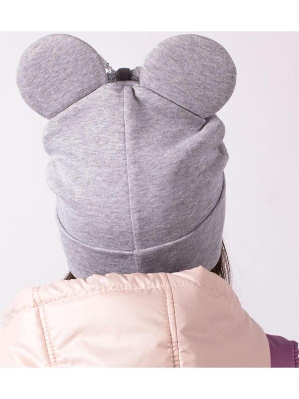 Двухслойная шапка «Мышка», цвет серый/бантик, размер 50-54