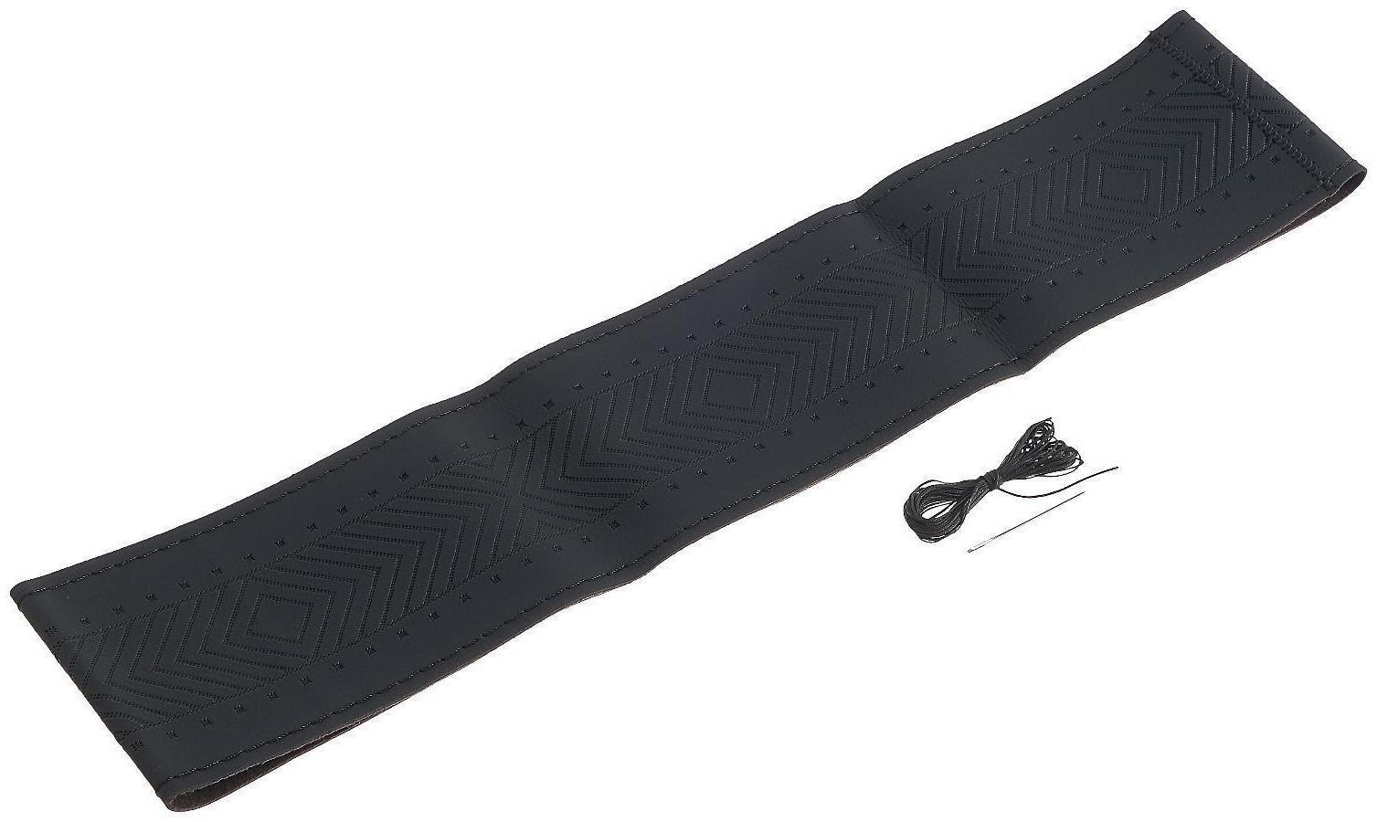 Сшивной чехол на руль 38 см, экокожа, рисунок