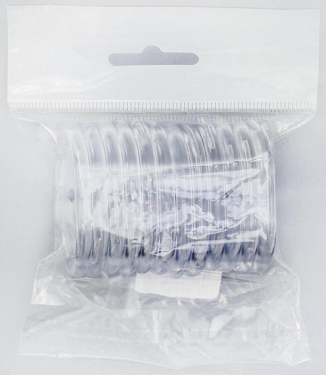 Набор колец для штор в ванную, пластик, 12 шт, цвет прозрачный