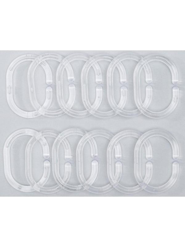 Набор колец для штор в ванную, пластик, 12 шт, цвет прозрачный