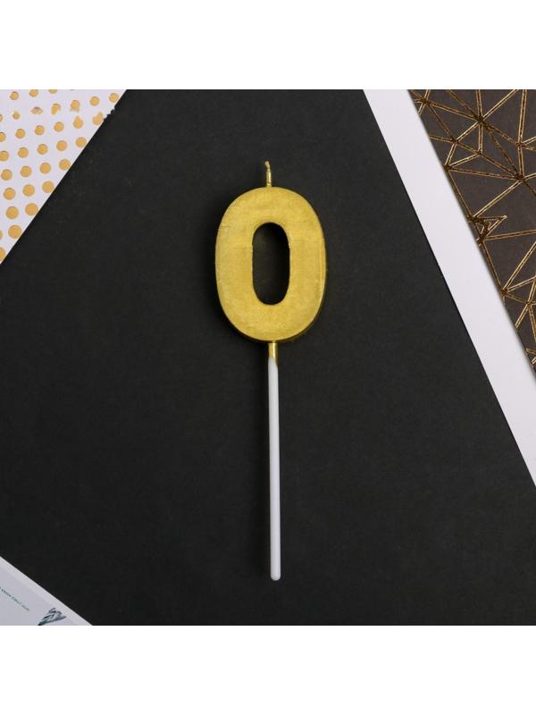Свеча в торт цифра «0», золото