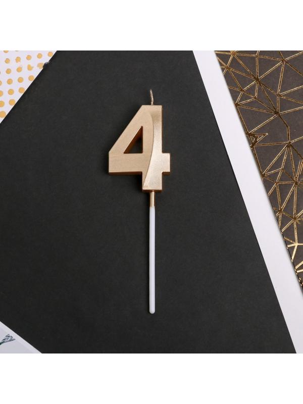 Свеча в торт цифра «4», шампань