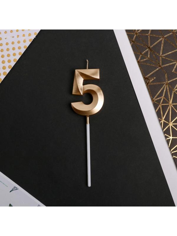 Свеча в торт цифра «5», шампань