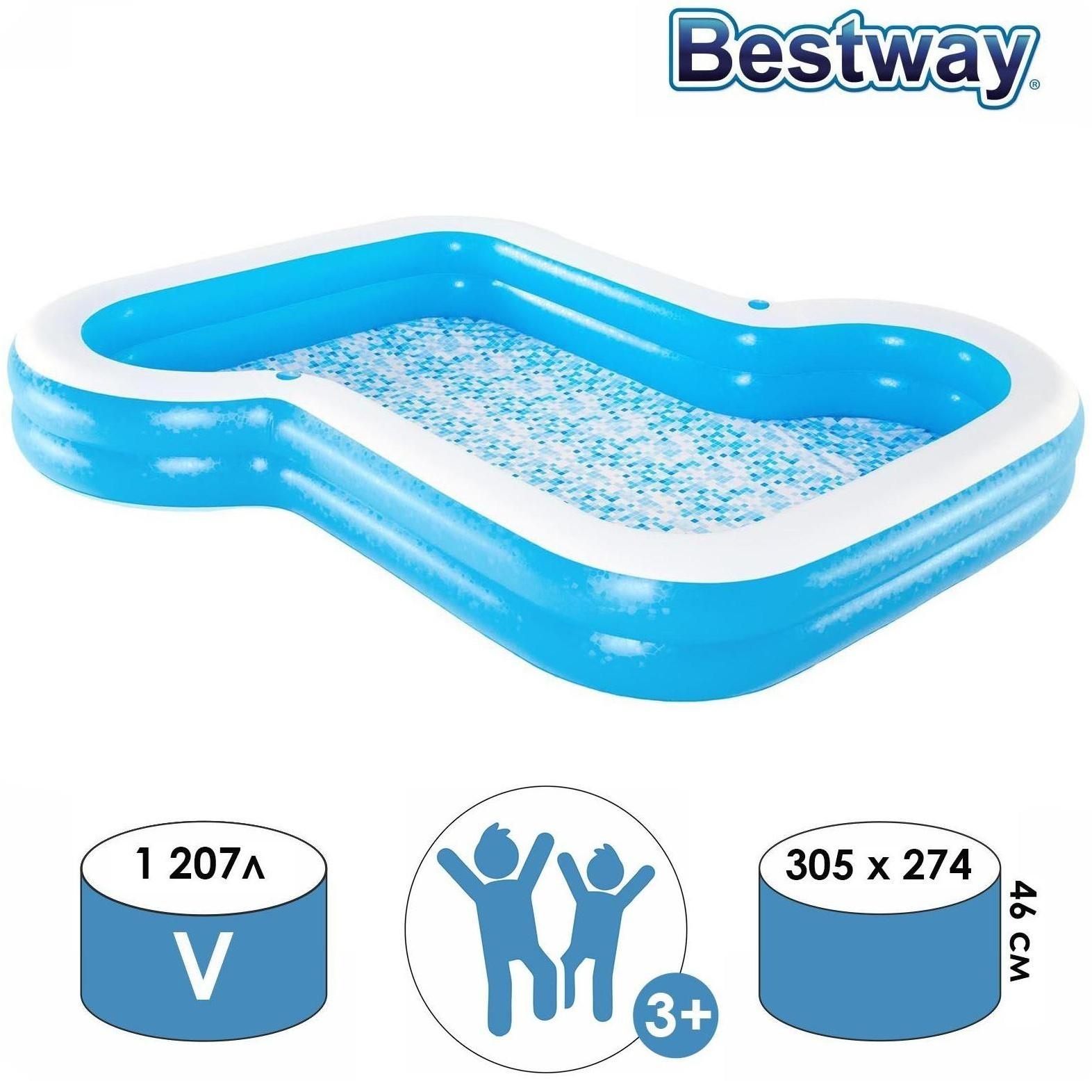 Бассейн надувной семейный, 305 x 274 x 46 см, 54321 Bestway