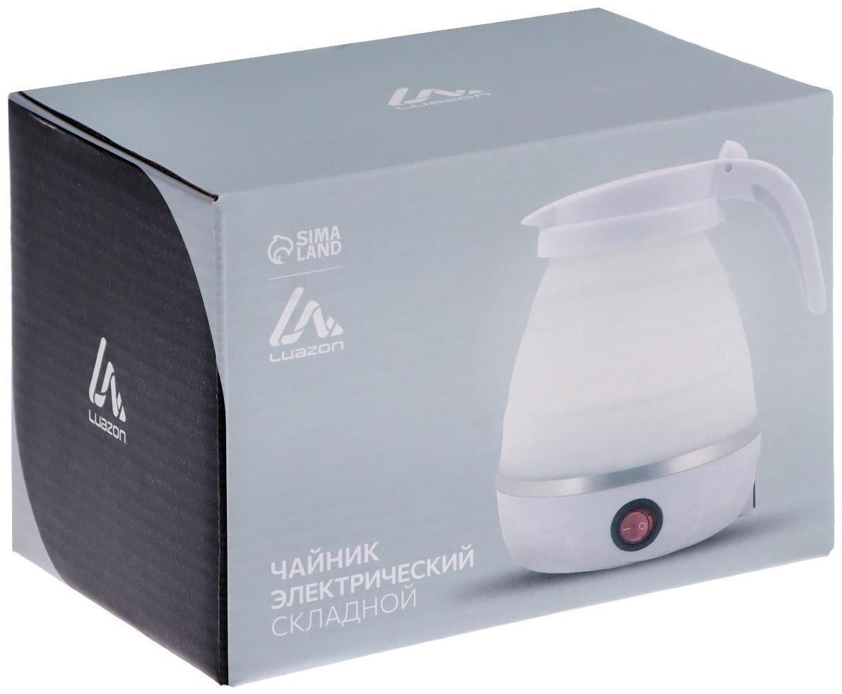 Чайник электрический LuazON LSK-1812, пластик, 0.6 л, 600 Вт, дорожный, белый