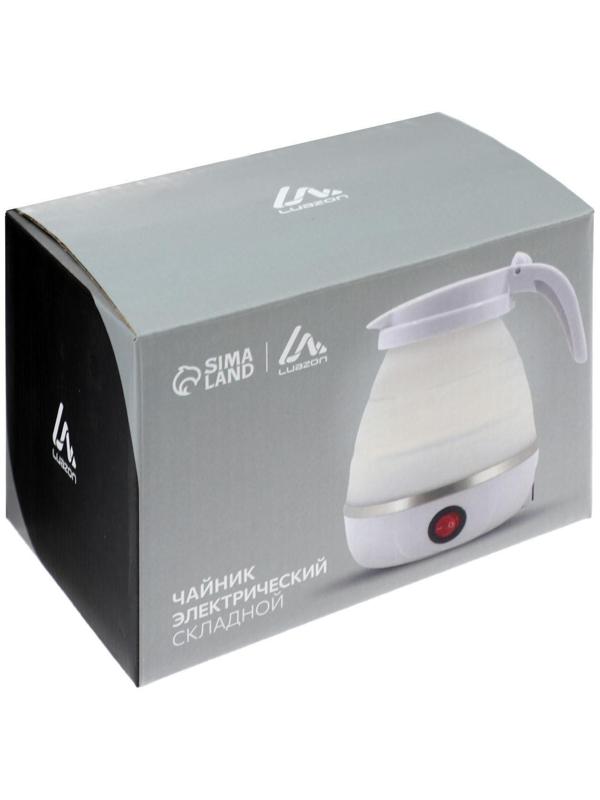 Чайник электрический LuazON LSK-1812, пластик, 0.6 л, 600 Вт, дорожный, белый