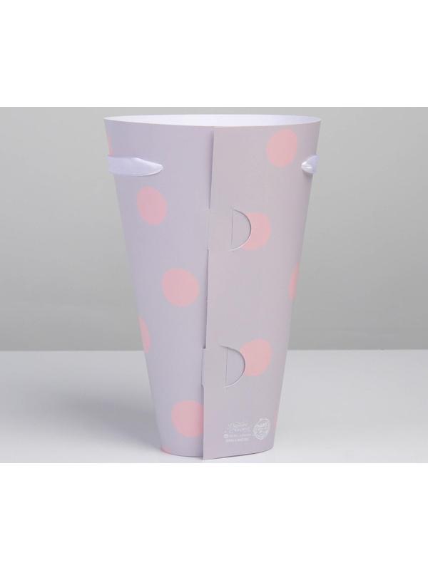 Переноска для цветов круглая на лентах «With love», 15 × 23.3 × 7.5 см