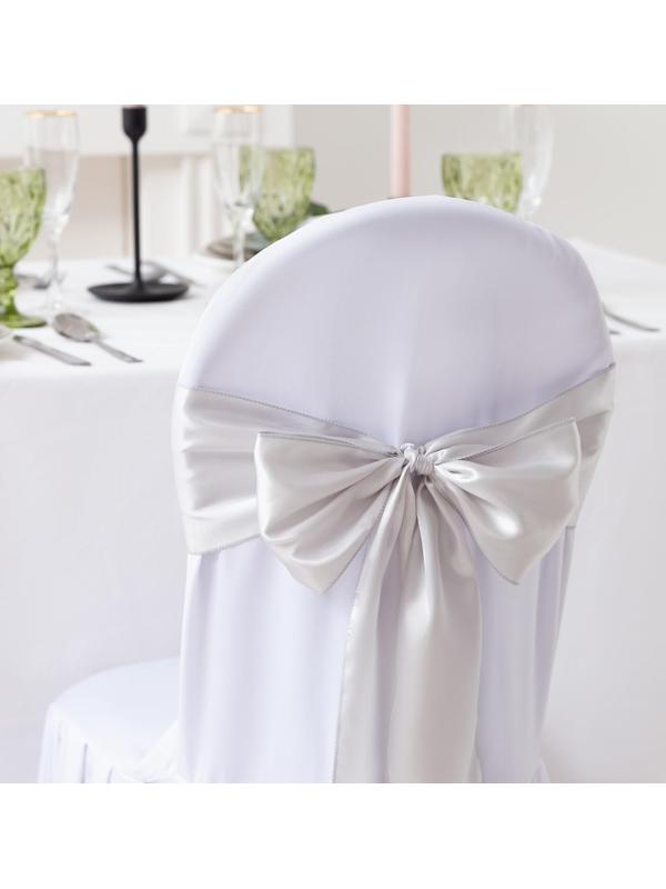 Декор для стула, цв.серебро, 14*275 см, 100% п/э