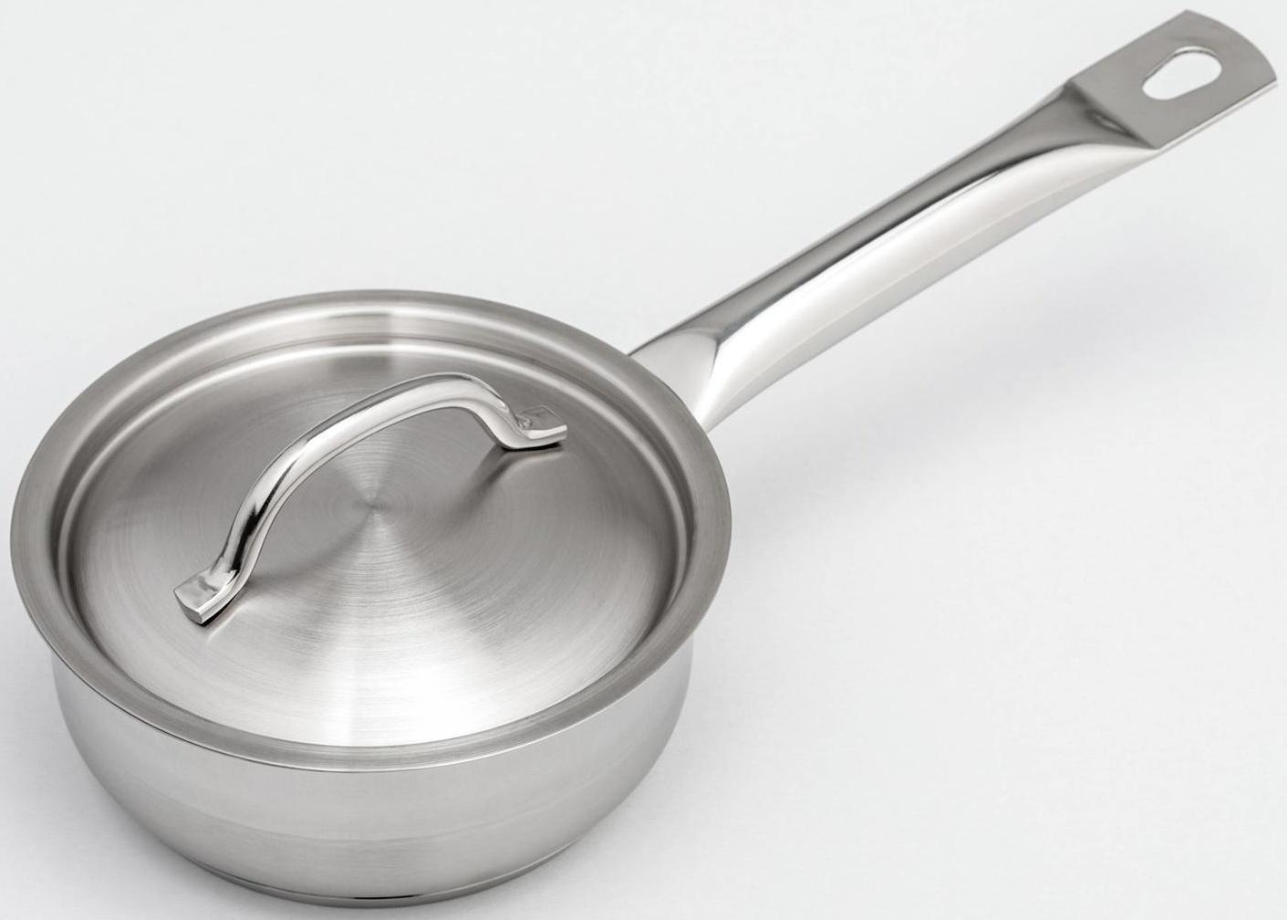 Сотейник, 860 мл, d=14 см, h=5,5 см, металлическая крышка, тройное дно, индукция, цвет серебряный