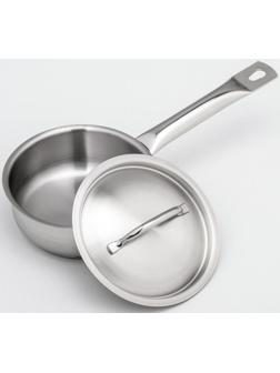Сотейник, 860 мл, d=14 см, h=5,5 см, металлическая крышка, тройное дно, индукция, цвет серебряный