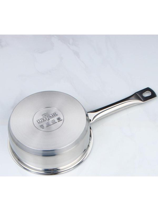 Сотейник, 1,2 л, d=16 см, h=6 см, металлическая крышка, тройное дно, индукция, цвет серебряный