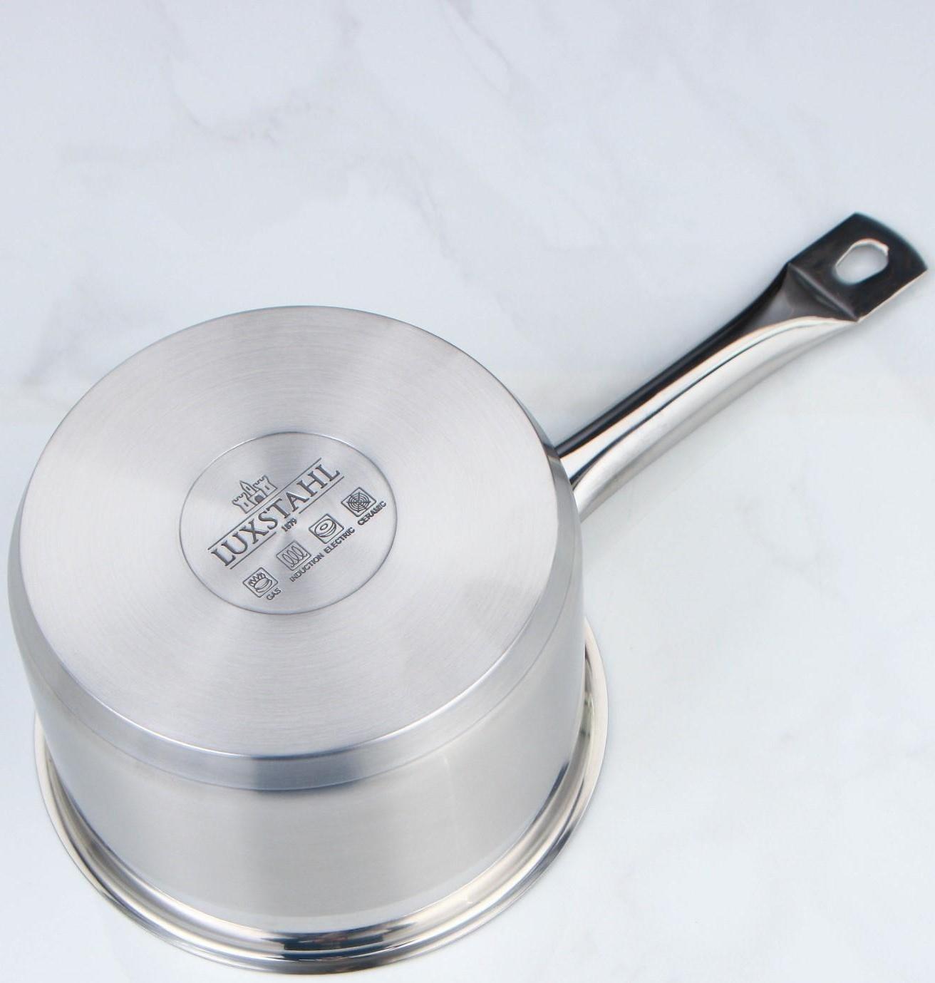 Сотейник, 2 л, d=16 см, h=10 см, металлическая крышка, тройное дно, индукция, цвет серебряный