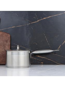 Сотейник, 2 л, d=16 см, h=10 см, металлическая крышка, тройное дно, индукция, цвет серебряный