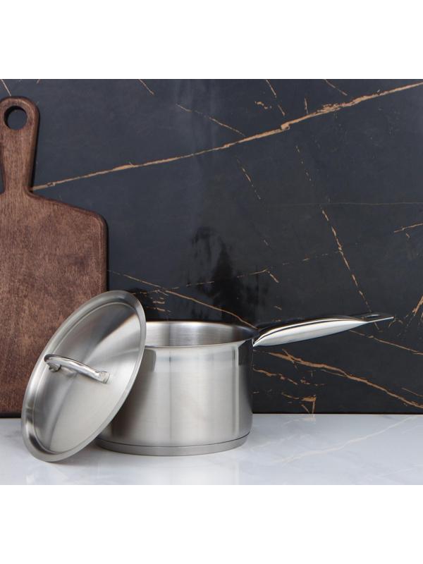 Сотейник, 2 л, d=16 см, h=10 см, металлическая крышка, тройное дно, индукция, цвет серебряный