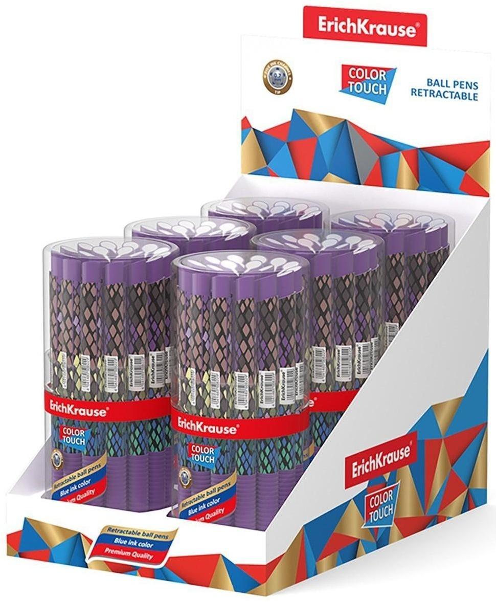 Ручка шариковая автоматическая ErichKrause ColorTouch Purple Python, узел 0.7 мм, тонкое письмо, корпус Soft Touch, корпус с дизайном, чернила синие