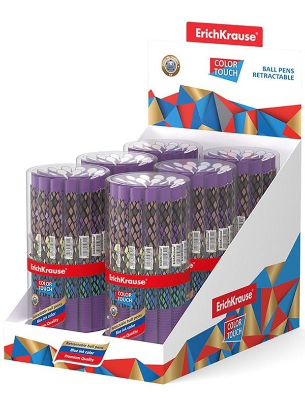 Ручка шариковая автоматическая ErichKrause ColorTouch Purple Python, узел 0.7 мм, тонкое письмо, корпус Soft Touch, корпус с дизайном, чернила синие