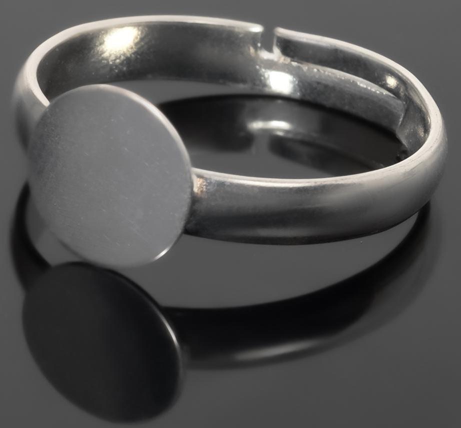 Основа для кольца регулируемая с платформой 8мм (набор 5шт), цвет серебро