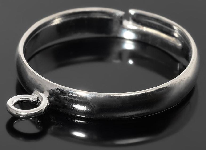 Основа для кольца регулируемая с петлей, цвет серебро