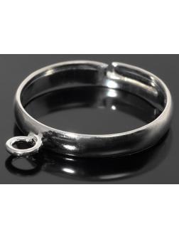 Основа для кольца регулируемая с петлей, цвет серебро