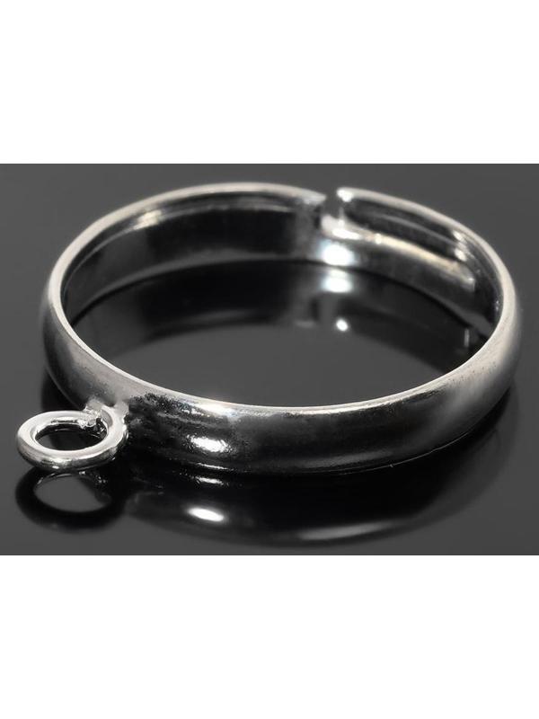 Основа для кольца регулируемая с петлей, цвет серебро