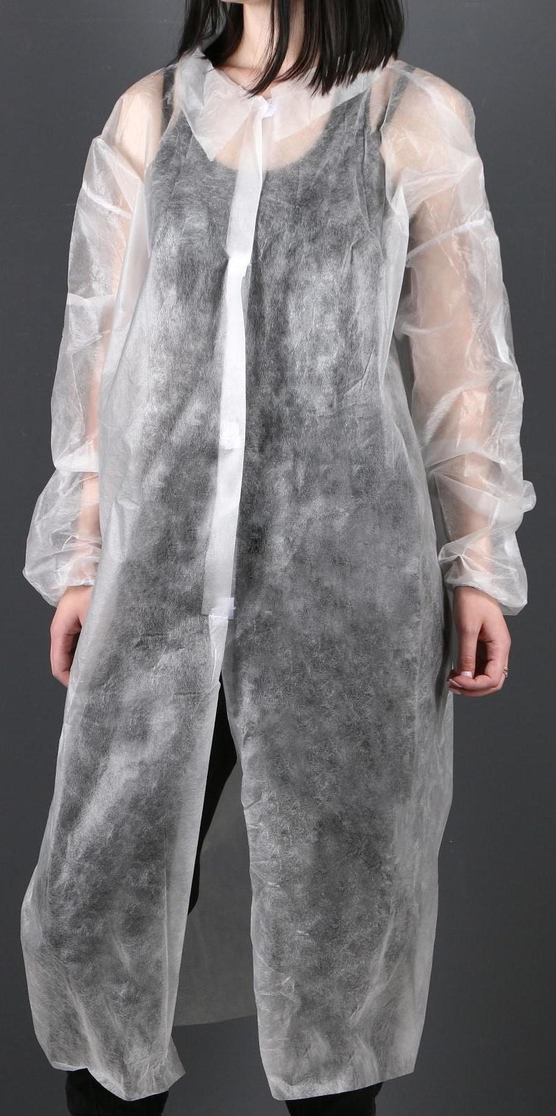 Халат медицинский на липучках, манжета на резинке 25 г/м2 длина 120 см размер 52-54