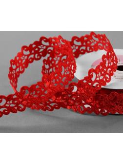 Лента фигурная «Вьюнчик», 25 мм, 9 ± 0,5 м, цвет красный