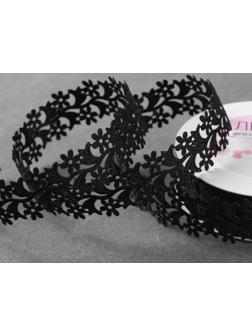 Лента фигурная «Ромашки», 25 мм, 9 ± 0,5 м, цвет чёрный