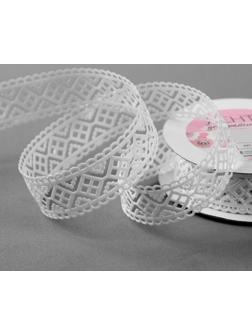 Лента фигурная «Ромбы резные», 25 мм, 9 ± 0,5 м, цвет белый