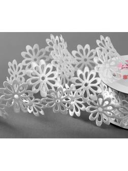 Лента фигурная «Крупный цветок», 40 мм, 9 ± 0,5 м, цвет белый