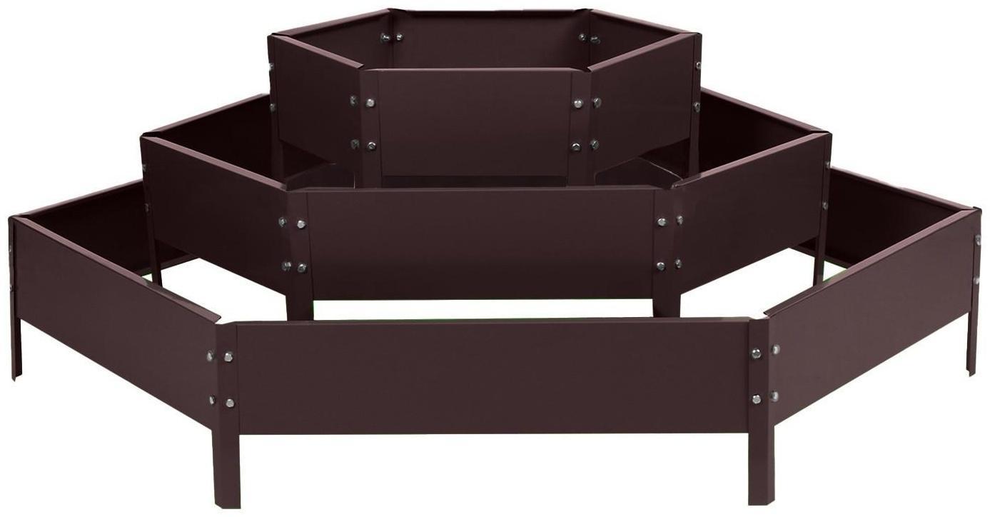 Клумба оцинкованная, 3 яруса, d = 60–100–140 см, h = 45 см, коричневая, Greengo