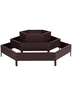 Клумба оцинкованная, 3 яруса, d = 60–100–140 см, h = 45 см, коричневая, Greengo