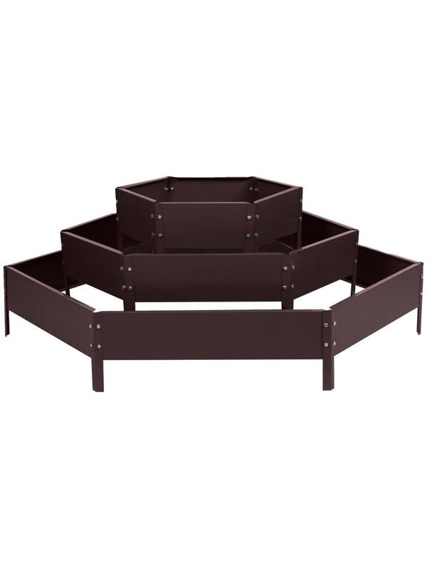 Клумба оцинкованная, 3 яруса, d = 60–100–140 см, h = 45 см, коричневая, Greengo