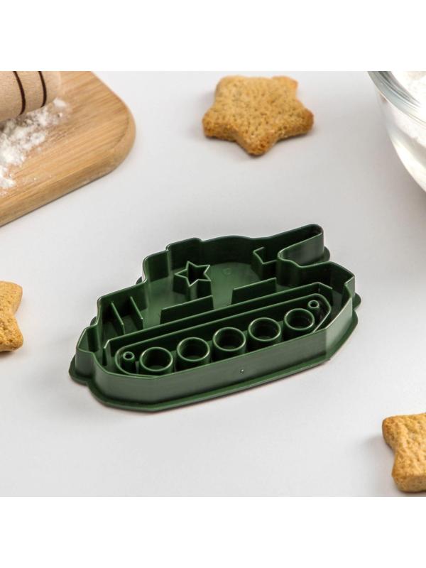Форма для печенья и пряников Леденцовая фабрика «Танк», цвет зелёный