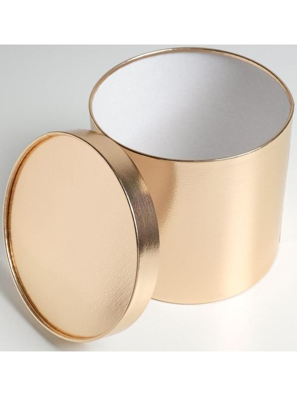 Коробка шляпная «От всего сердца», золотая, 20 х 20 см