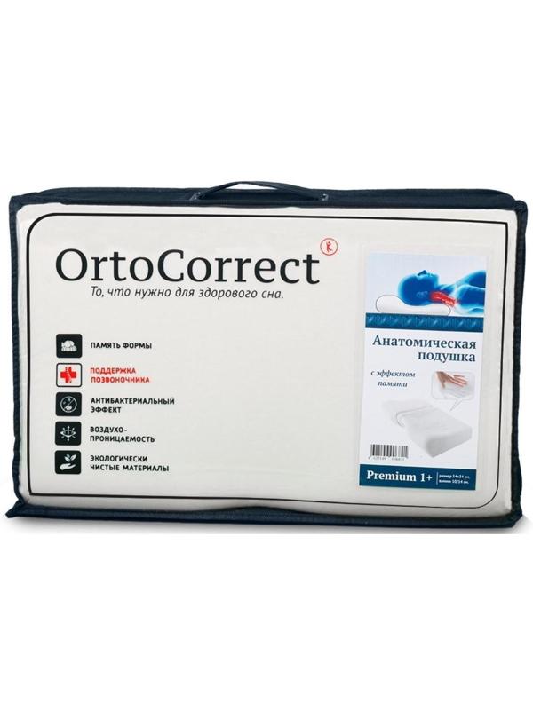 Ортопедическая подушка OrtoCorrect Premium 1 Plus, одна выемка под плечо, 54х34 см, валики 14/10 см