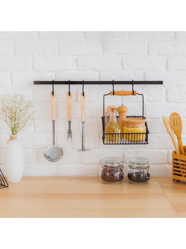 Рейлинговая система для кухни Tekno-tel Re'Black, 8 предметов, цвет чёрный