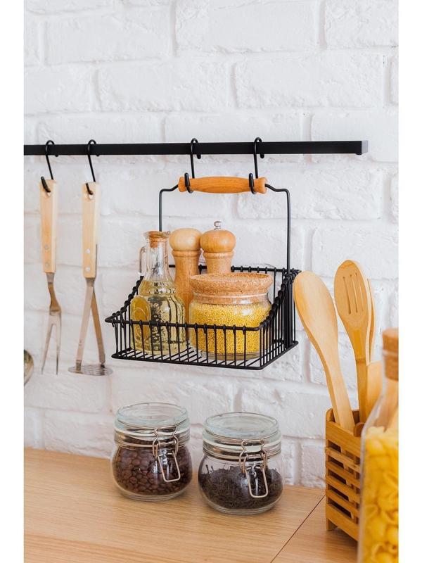 Рейлинговая система для кухни Tekno-tel Re'Black, 8 предметов, цвет чёрный