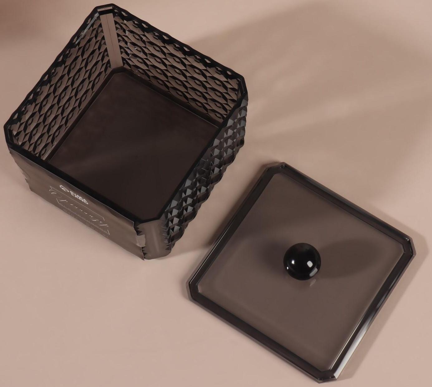 Органайзер для хранения «Black Secret», с крышкой, 9,5 × 9,5 × 7 см, цвет чёрный