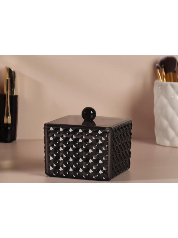 Органайзер для хранения «Black Secret», с крышкой, 9,5 × 9,5 × 7 см, цвет чёрный