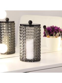 Органайзер для хранения ватных дисков «Black Secret», с крышкой, 18 × 10 × 7,5 см, цвет чёрный