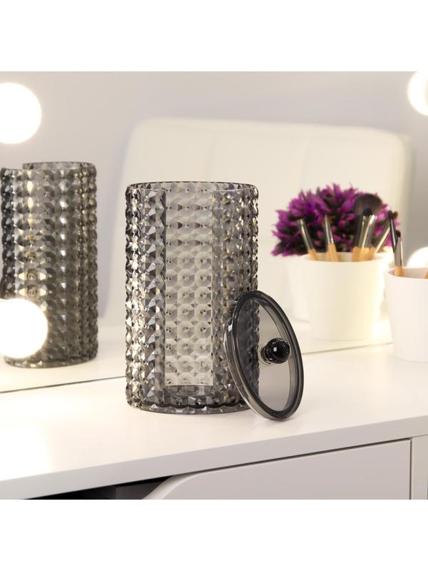 Органайзер для хранения ватных дисков «Black Secret», с крышкой, 18 × 10 × 7,5 см, цвет чёрный