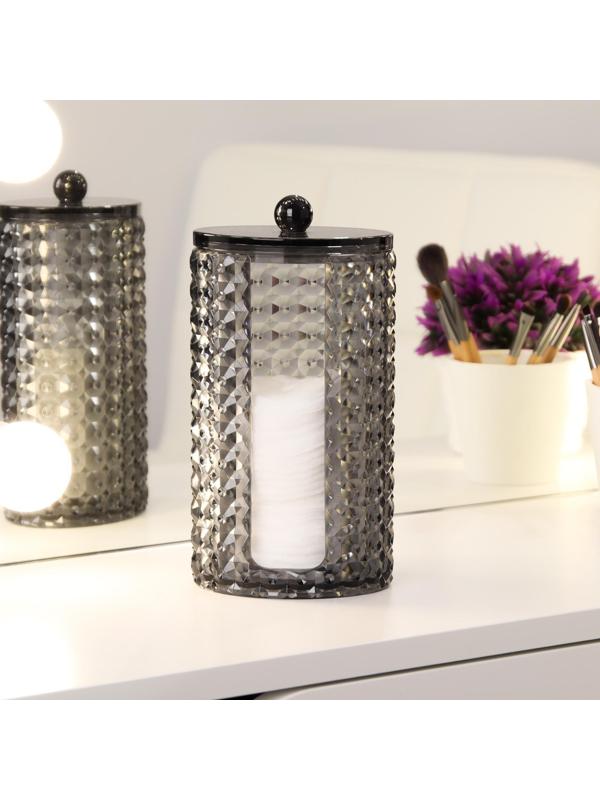 Органайзер для хранения ватных дисков «Black Secret», с крышкой, 18 × 10 × 7,5 см, цвет чёрный