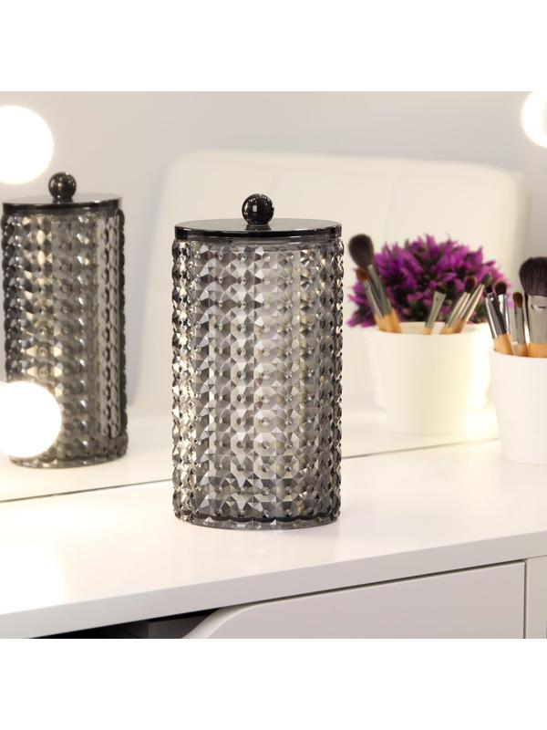 Органайзер для хранения ватных дисков «Black Secret», с крышкой, 18 × 10 × 7,5 см, цвет чёрный