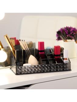 Органайзер для хранения, 16 секций, 13 × 21,5 × 8 см, цвет чёрный