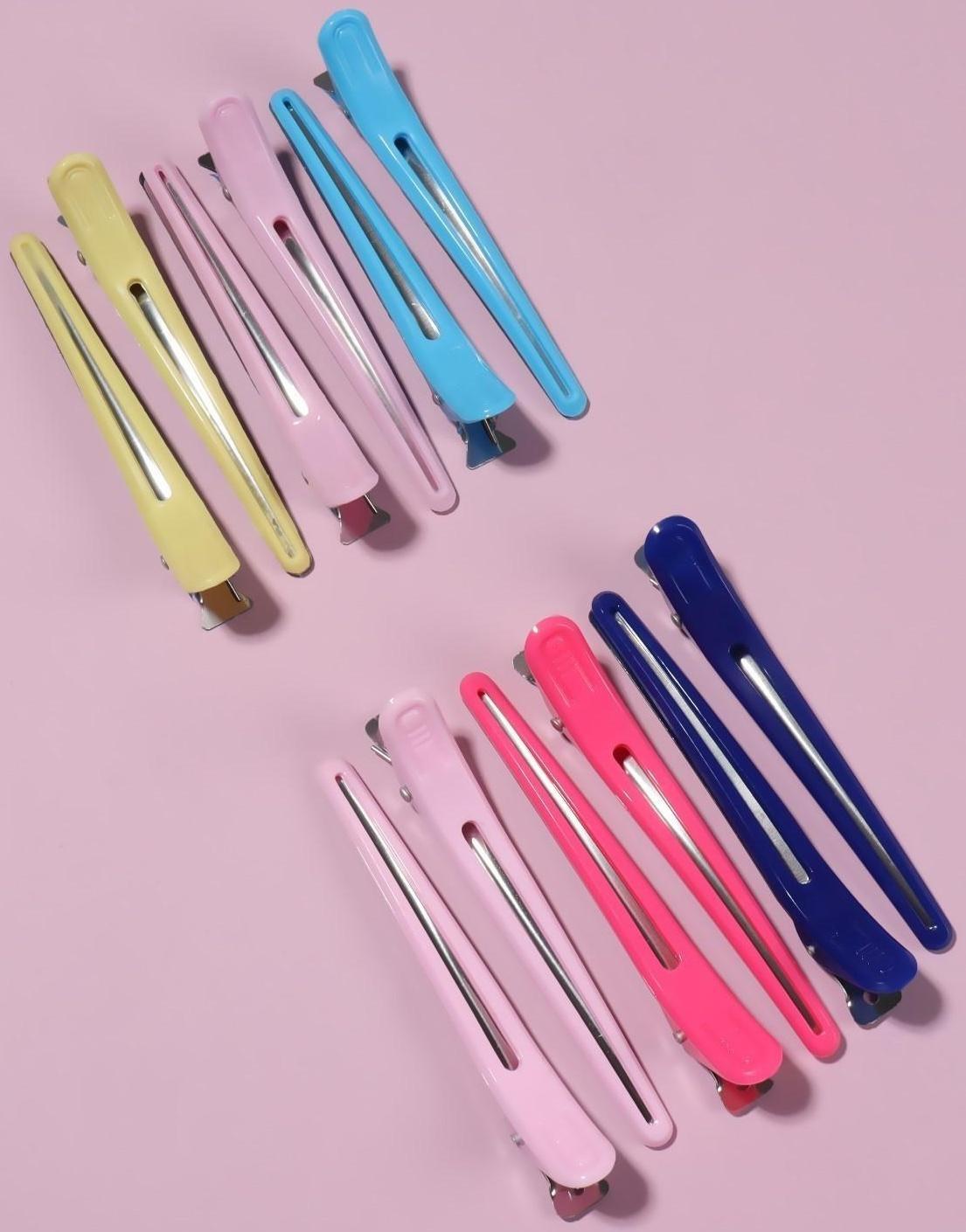 Зажимы для волос, 10 см, 6 шт, цвет МИКС